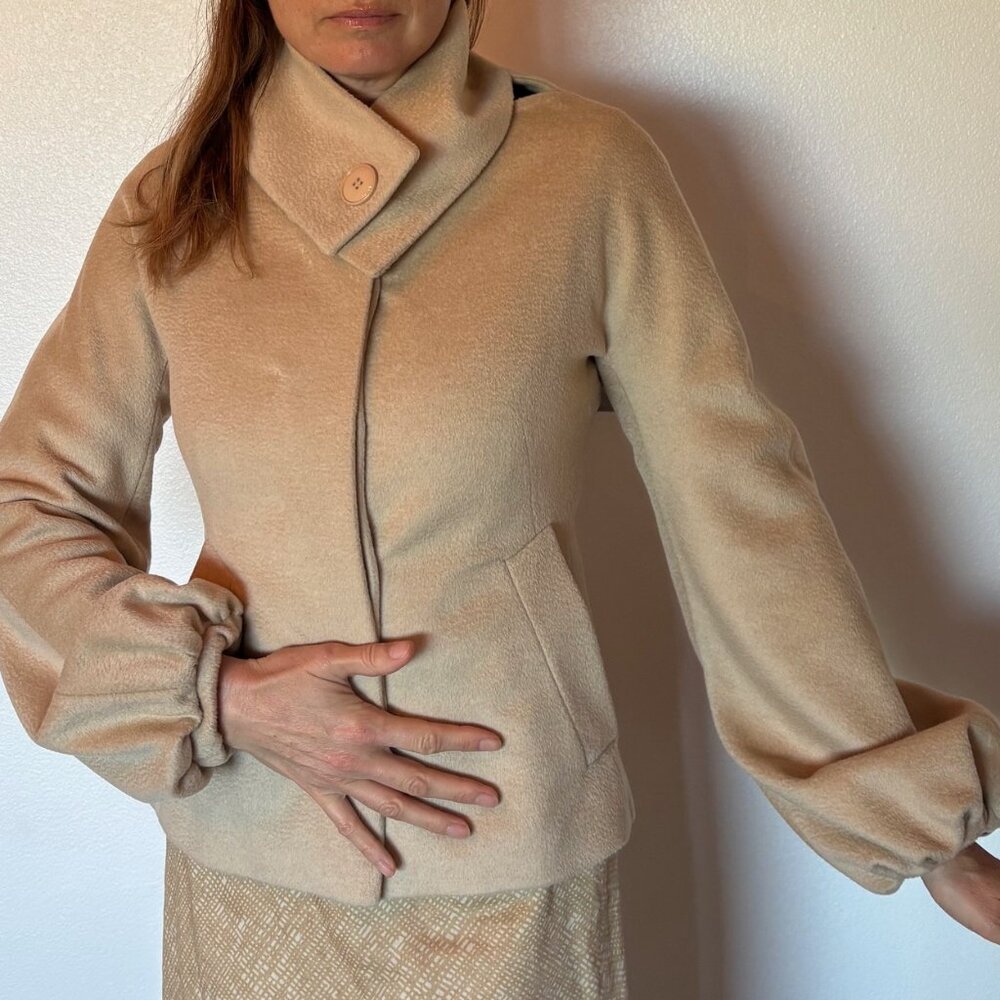 Tomaso Stefanelli Italy Camel Structured Jacket US 8 Quiet Luxury Coat